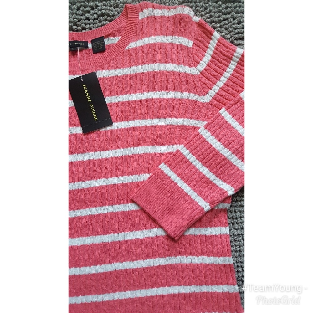 COPY - [Jeanne Pierre] Striped Layered  Cable knit Sweate